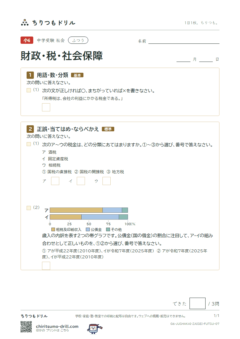 財政・税・社会保障 ふつう その7の見本
