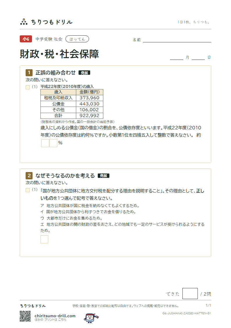 財政・税・社会保障 はってん その1の見本