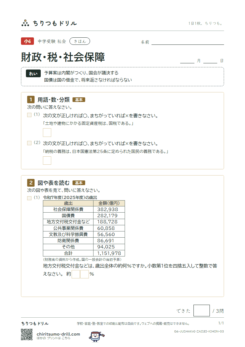 財政・税・社会保障 きほん その3の見本