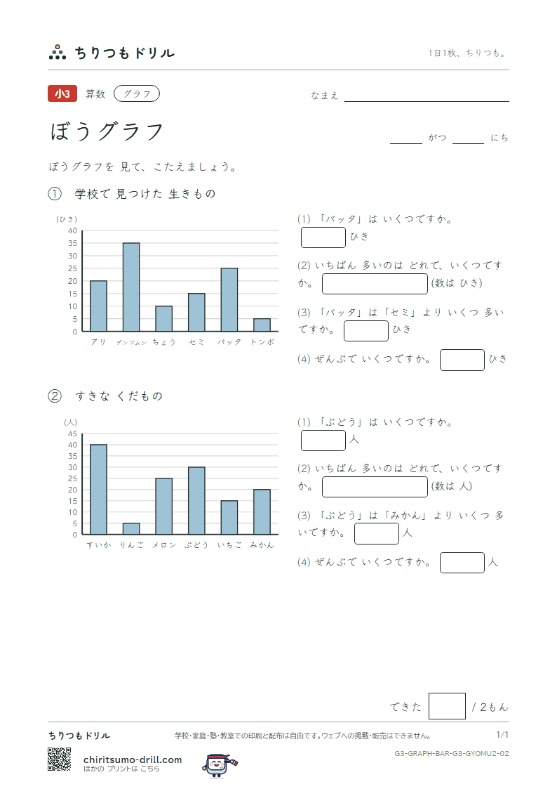 ぼうグラフ よむ(ふつう) その2の見本