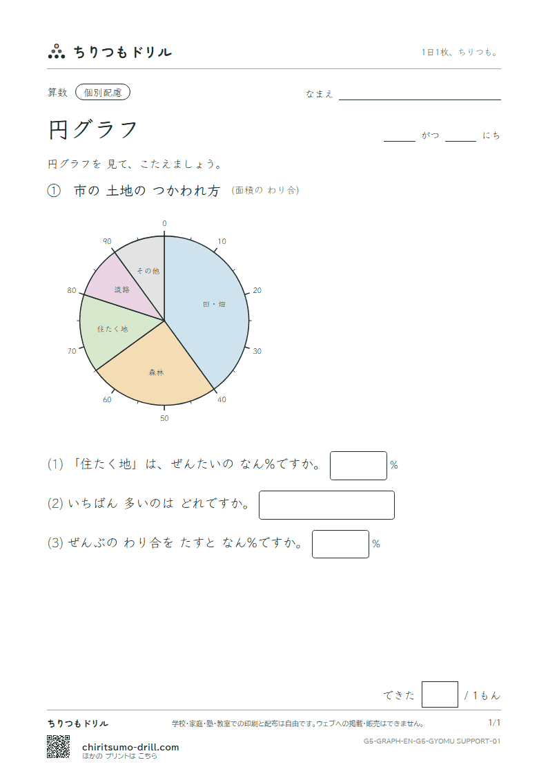 円グラフ よむ(配慮) その1の見本
