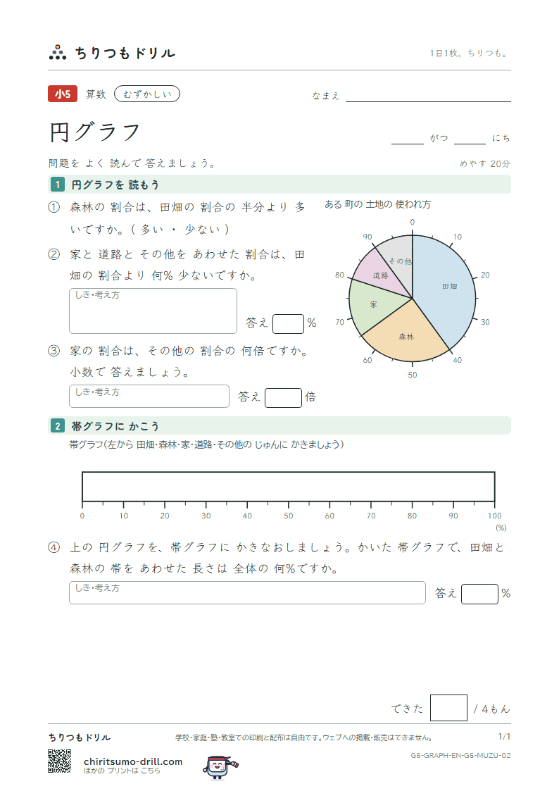 円グラフ むずかしい その2の見本