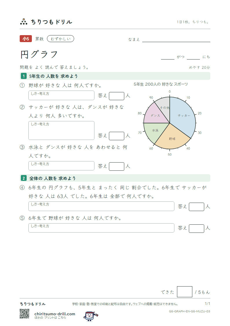 円グラフ むずかしい その3の見本