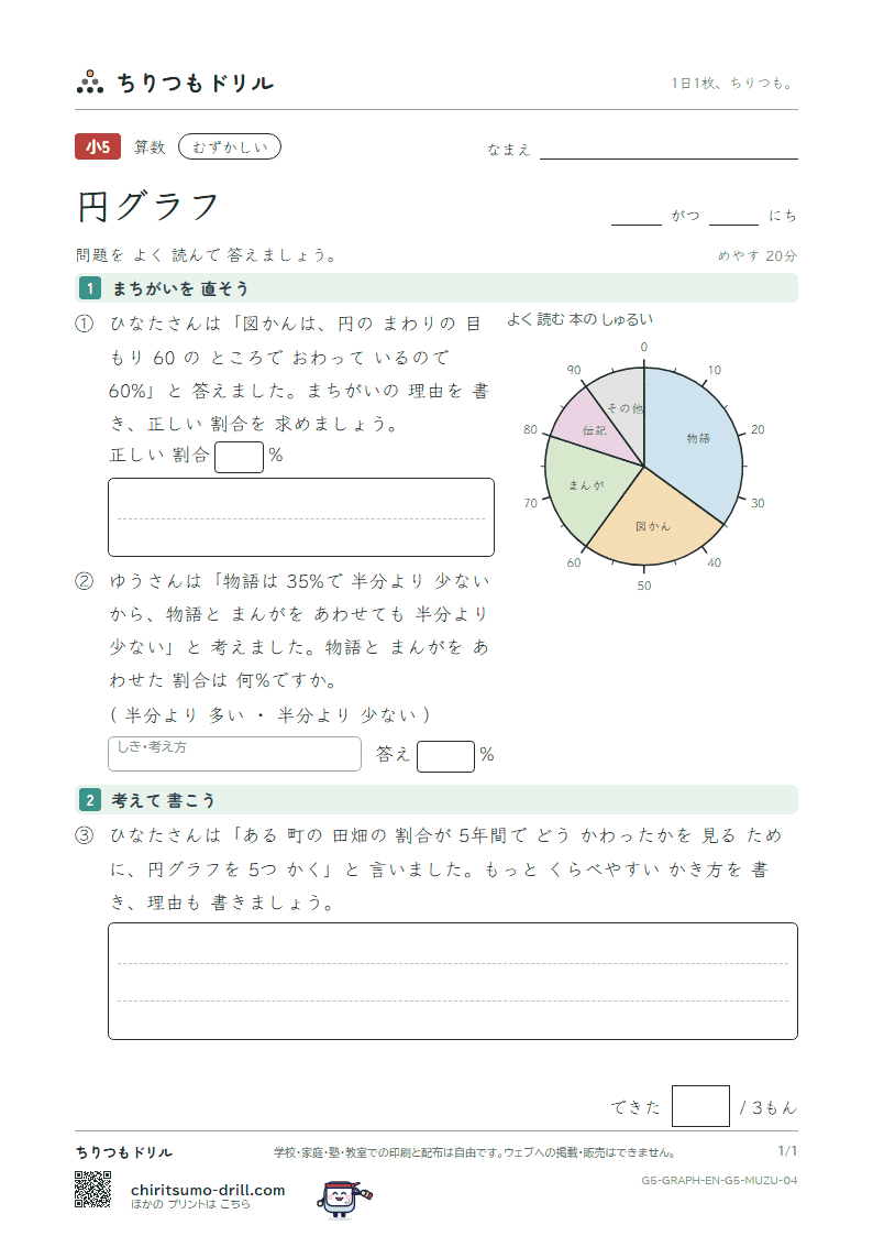 円グラフ むずかしい その4の見本