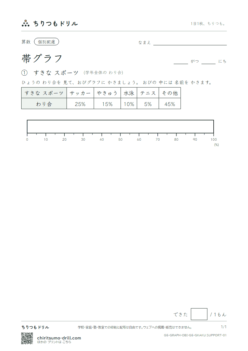 帯グラフ かく(配慮) その1の見本