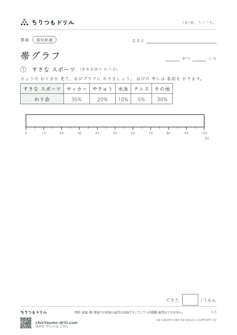 帯グラフ かく(配慮) その2の見本