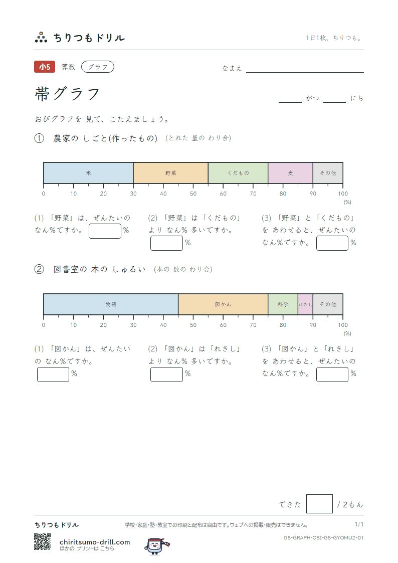帯グラフ よむ(ふつう) その1の見本