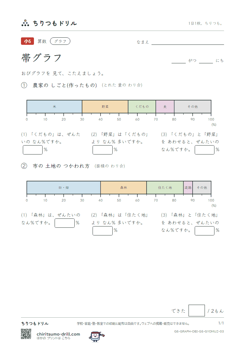 帯グラフ よむ(ふつう) その3の見本