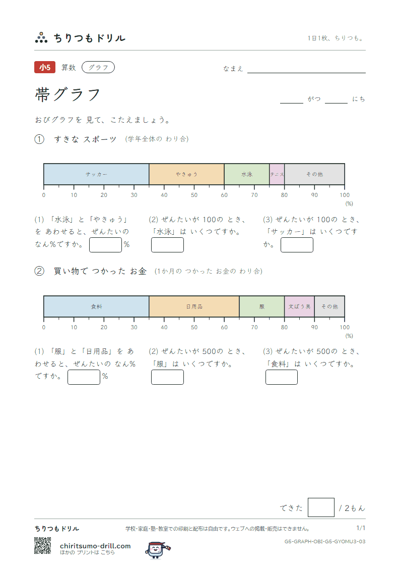 帯グラフ よむ(おうよう) その3の見本