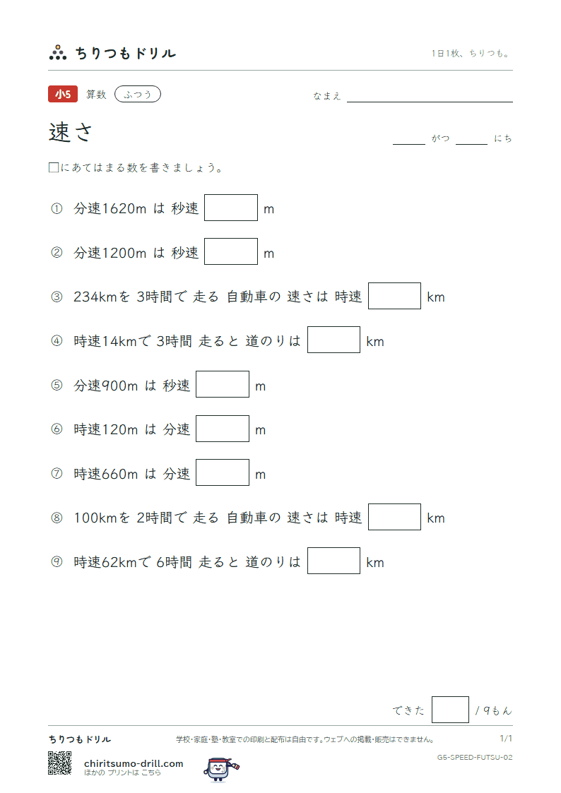 速さ ふつう その2の見本