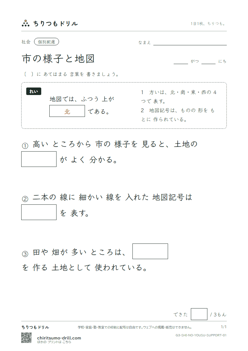 市の様子と地図 大きな枠つき その1の見本