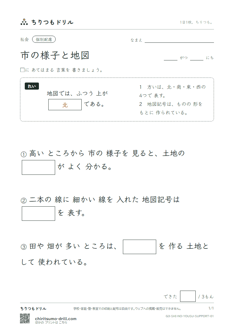 市の様子と地図 大きな枠つき その1の見本