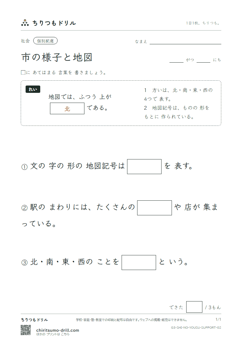 市の様子と地図 大きな枠つき その2の見本