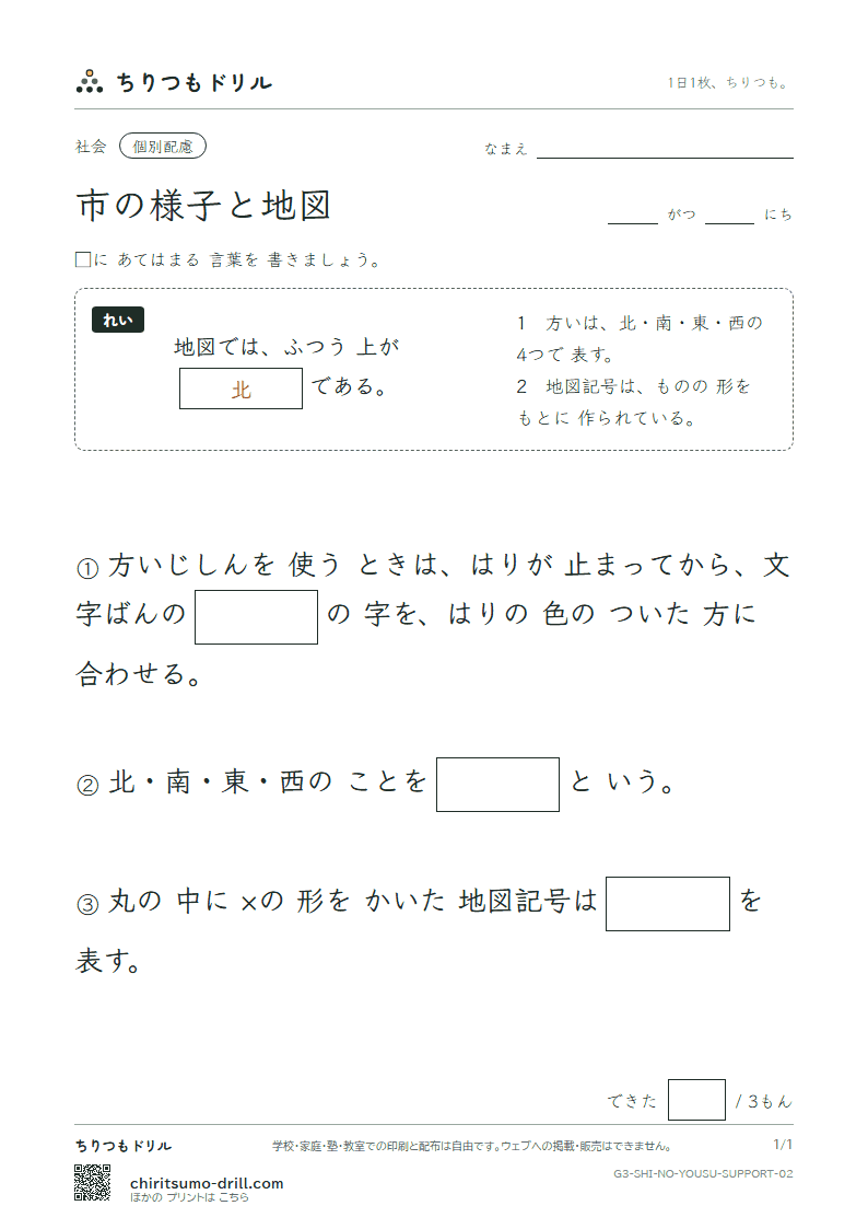 市の様子と地図 大きな枠つき その2の見本