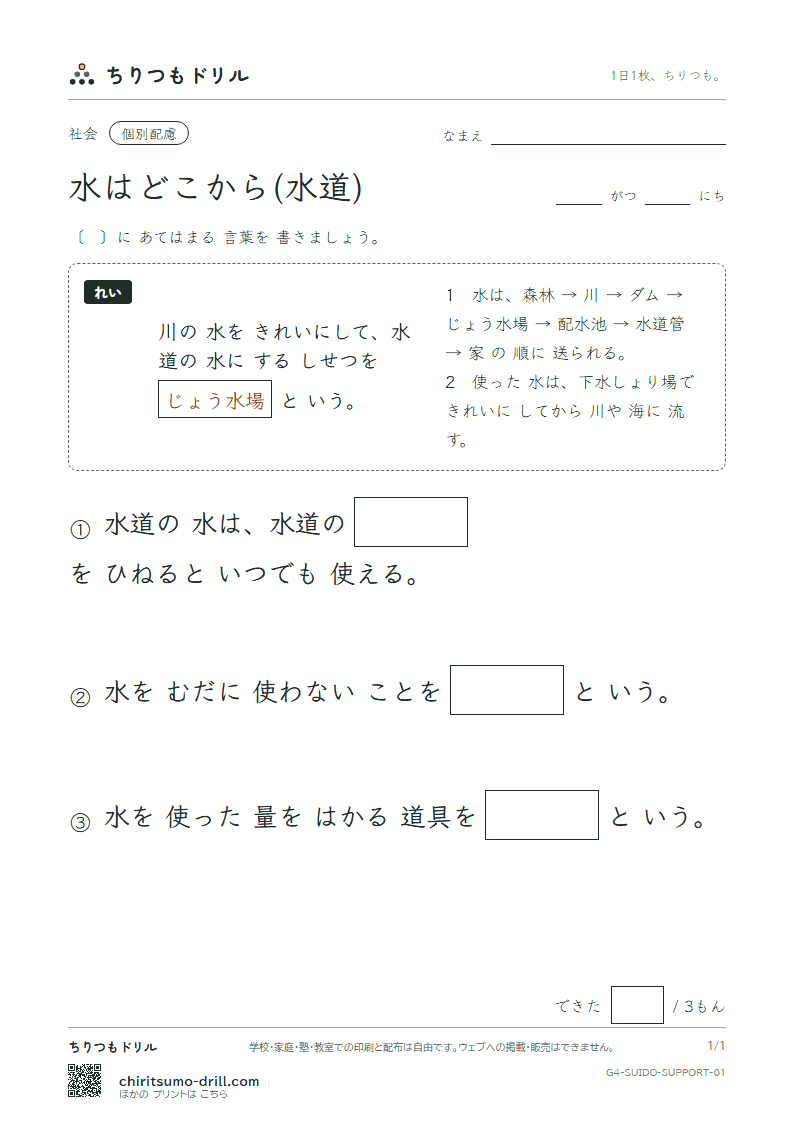 水はどこから(水道) 大きな枠つき その1の見本