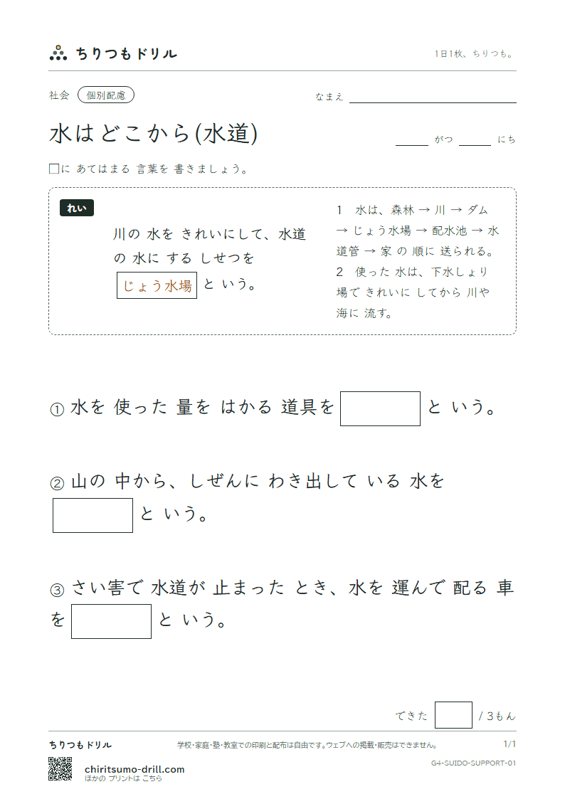 水はどこから(水道) 大きな枠つき その1の見本