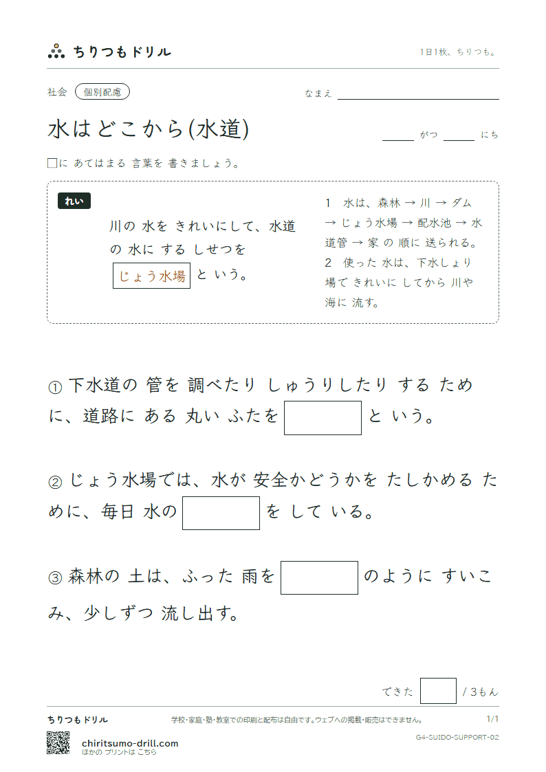 水はどこから(水道) 大きな枠つき その2の見本