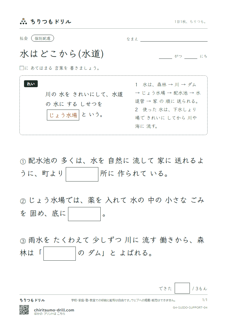 水はどこから(水道) 大きな枠つき その4の見本