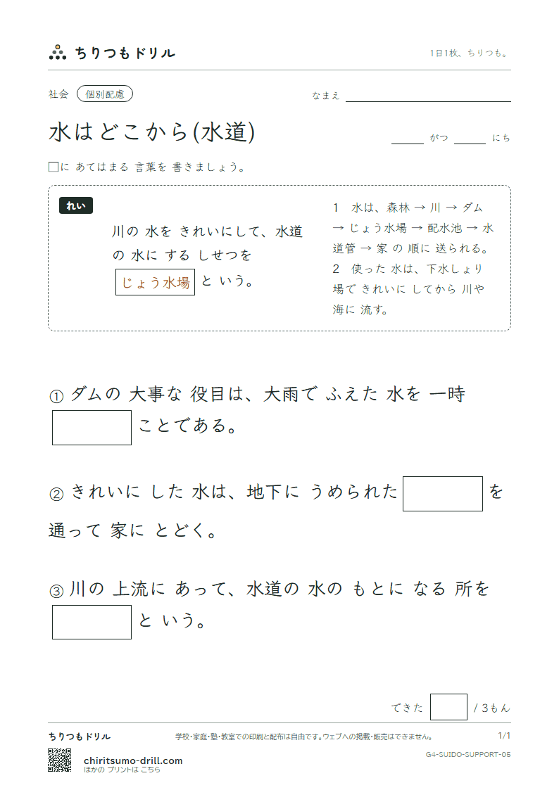 水はどこから(水道) 大きな枠つき その5の見本
