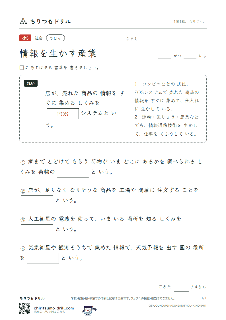 情報を生かす産業 きほん その1の見本