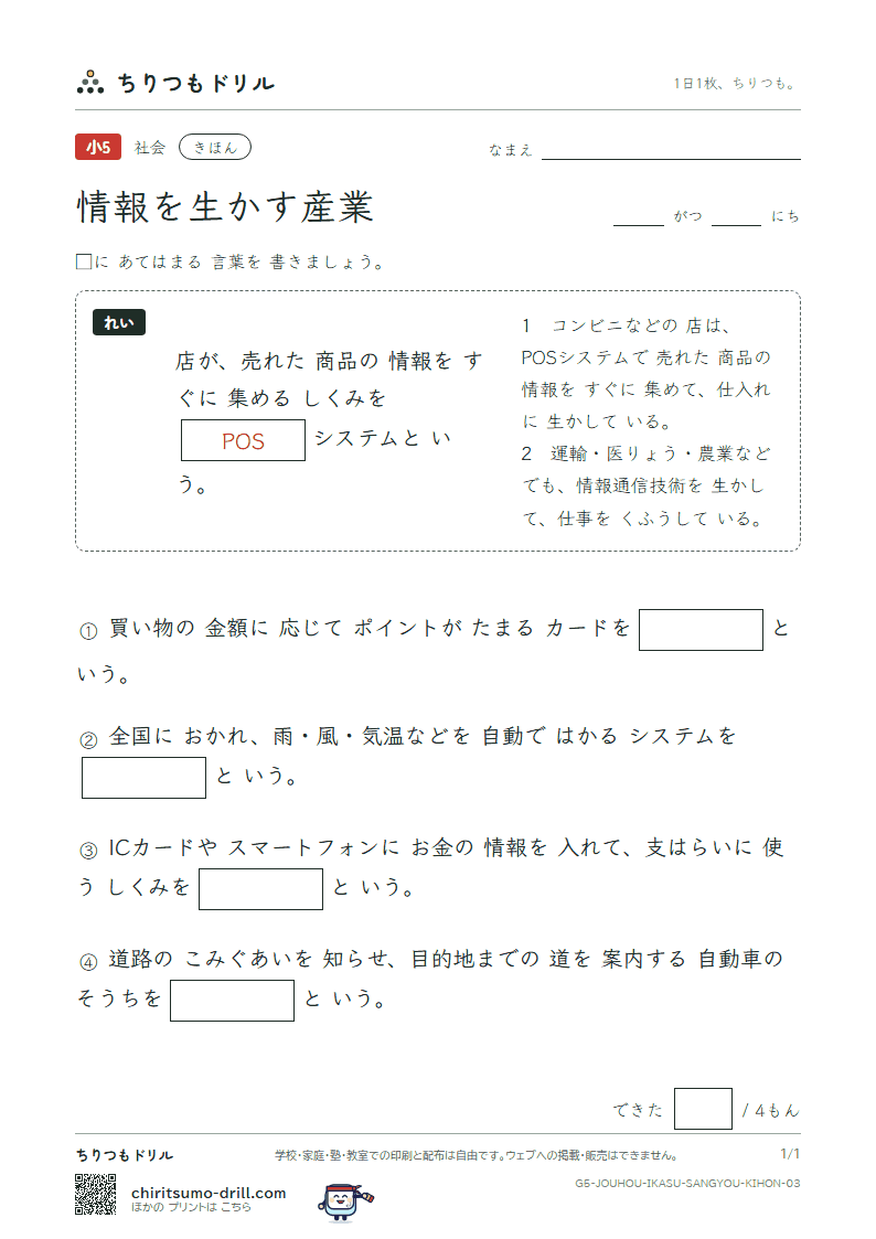 情報を生かす産業 きほん その3の見本