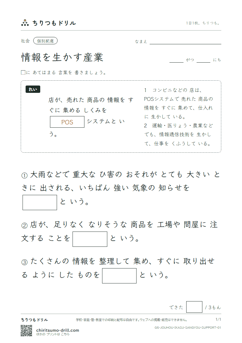 情報を生かす産業 大きな枠つき その1の見本