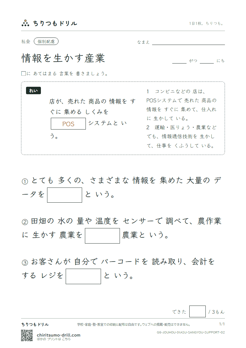 情報を生かす産業 大きな枠つき その2の見本