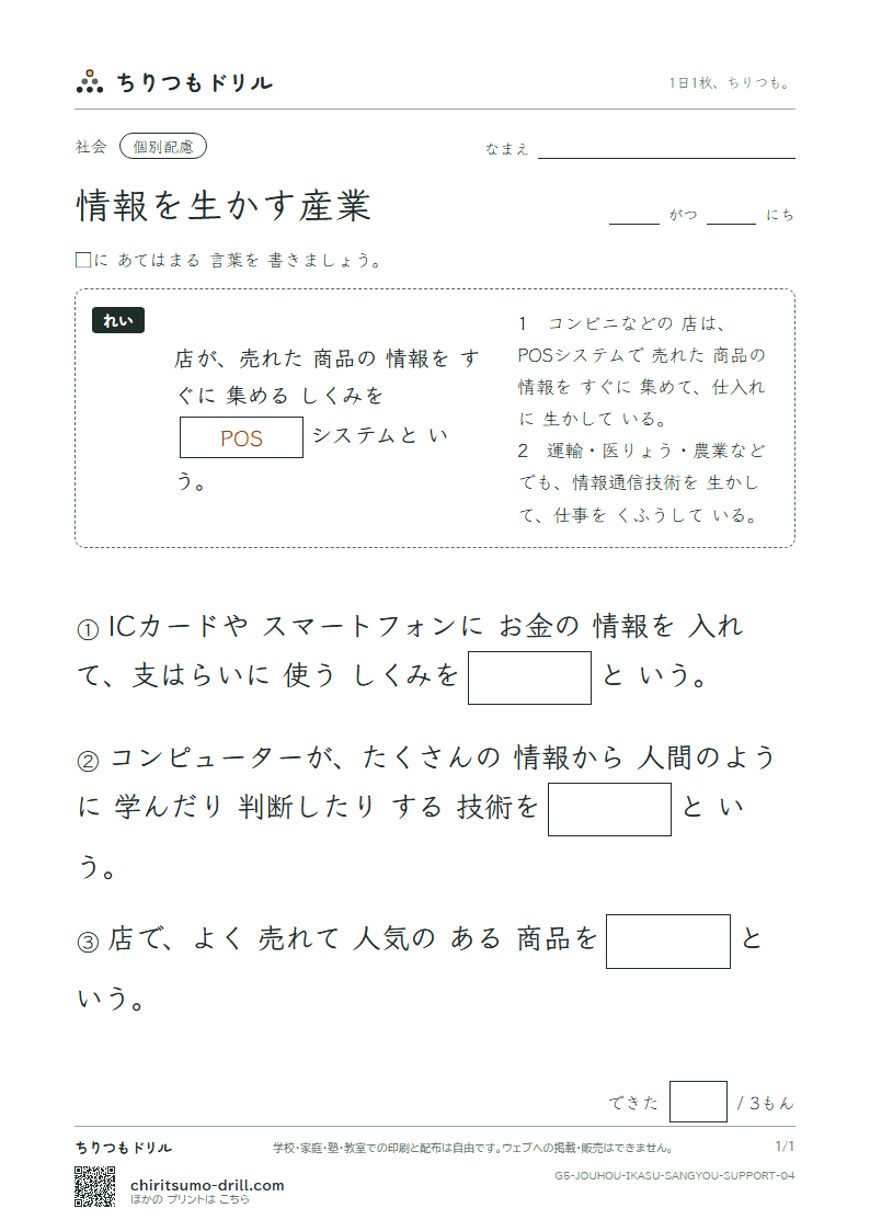 情報を生かす産業 大きな枠つき その4の見本