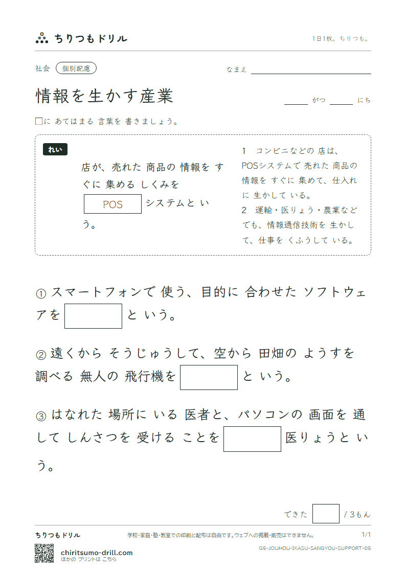 情報を生かす産業 大きな枠つき その5の見本