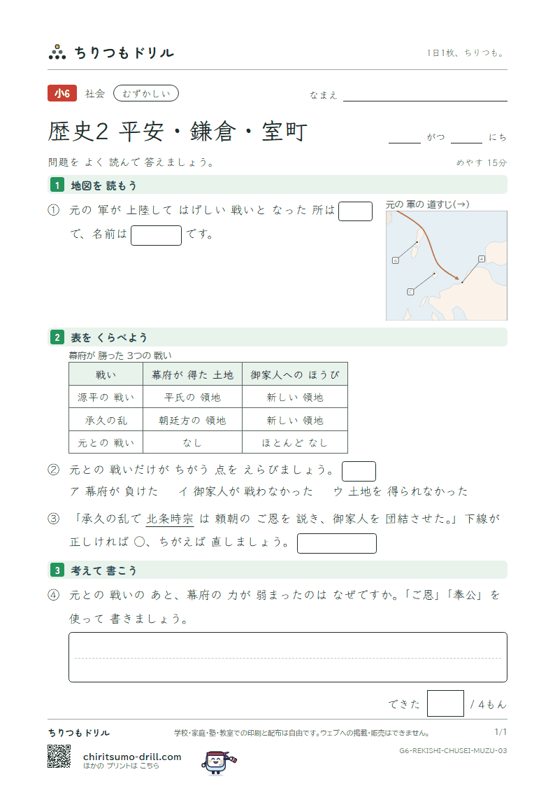 歴史2 平安・鎌倉・室町 むずかしい その3の見本